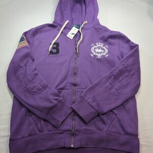 VTG Polo Ralph Lauren Hoodie Patches #3 USA Medium - Large  NWT SEE MEASUREMENT